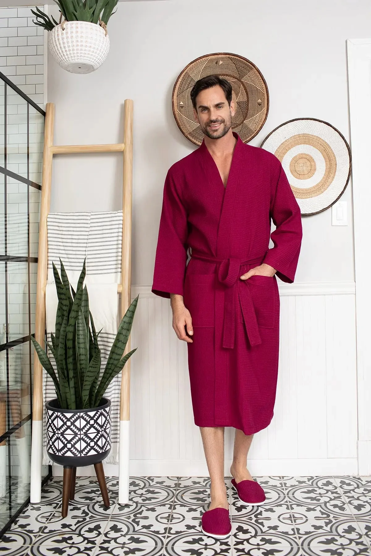 Waffle Spa Bathrobe for Men -  Absorbent, Lightweight - Image 42