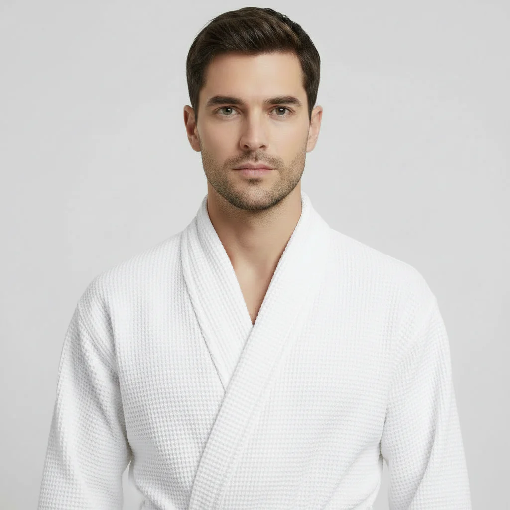 Waffle Spa Bathrobe for Men -  Absorbent, Lightweight - Image 45
