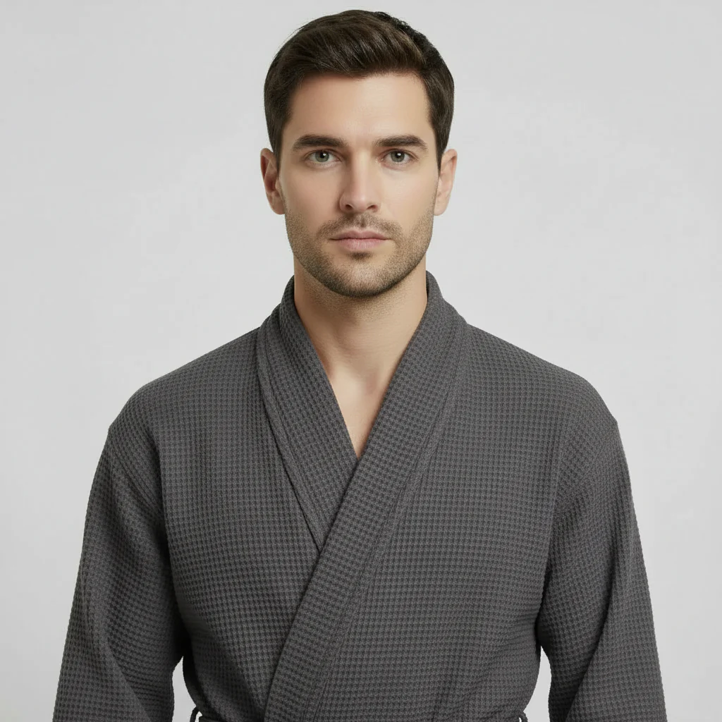 Waffle Spa Bathrobe for Men -  Absorbent, Lightweight - Image 47