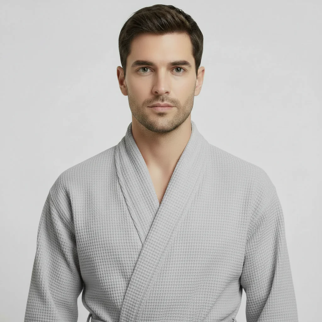 Waffle Spa Bathrobe for Men -  Absorbent, Lightweight - Image 48