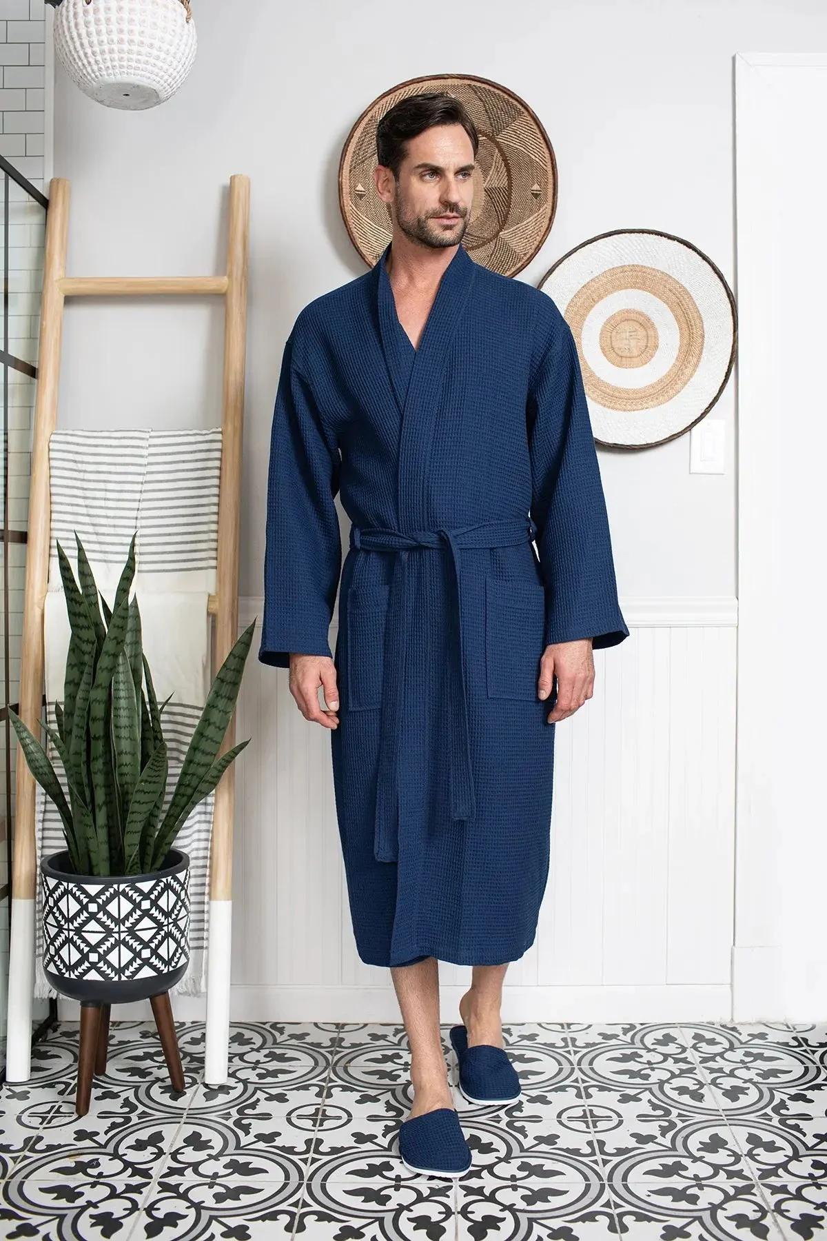 Waffle Spa Bathrobe for Men -  Absorbent, Lightweight - Image 5