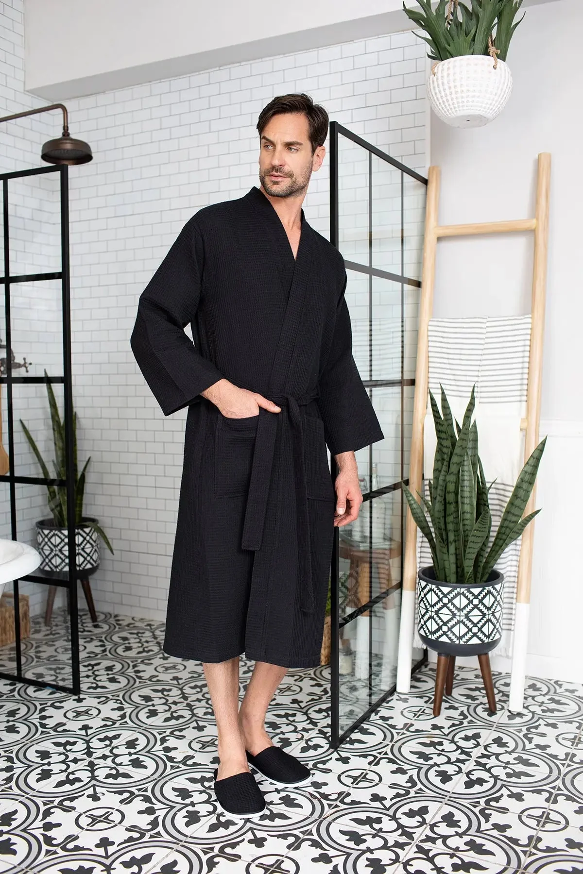 Waffle Spa Bathrobe for Men -  Absorbent, Lightweight - Image 8