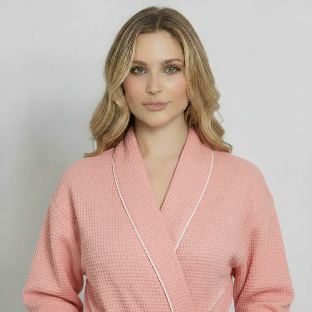 Women’s Waffle Piping Bathrobe – Lightweight Spa-Style Comfort - Image 20