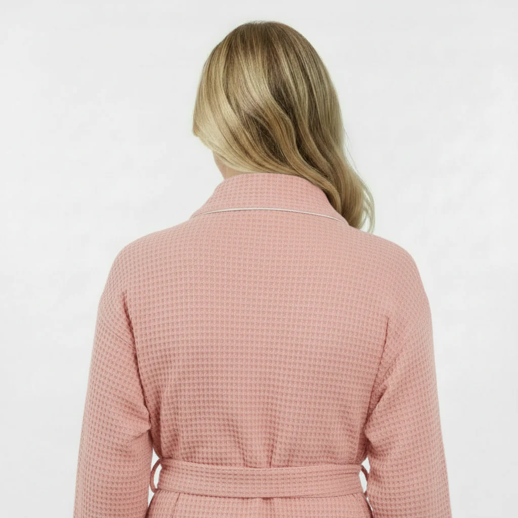 Women’s Waffle Piping Bathrobe – Lightweight Spa-Style Comfort - Image 26
