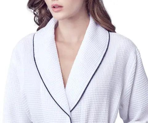 Women’s Waffle Piping Bathrobe – Lightweight Spa-Style Comfort - Image 27