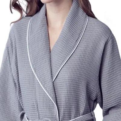 Women’s Waffle Piping Bathrobe – Lightweight Spa-Style Comfort - Image 31