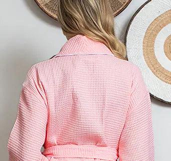 Women’s Waffle Piping Bathrobe – Lightweight Spa-Style Comfort - Image 34