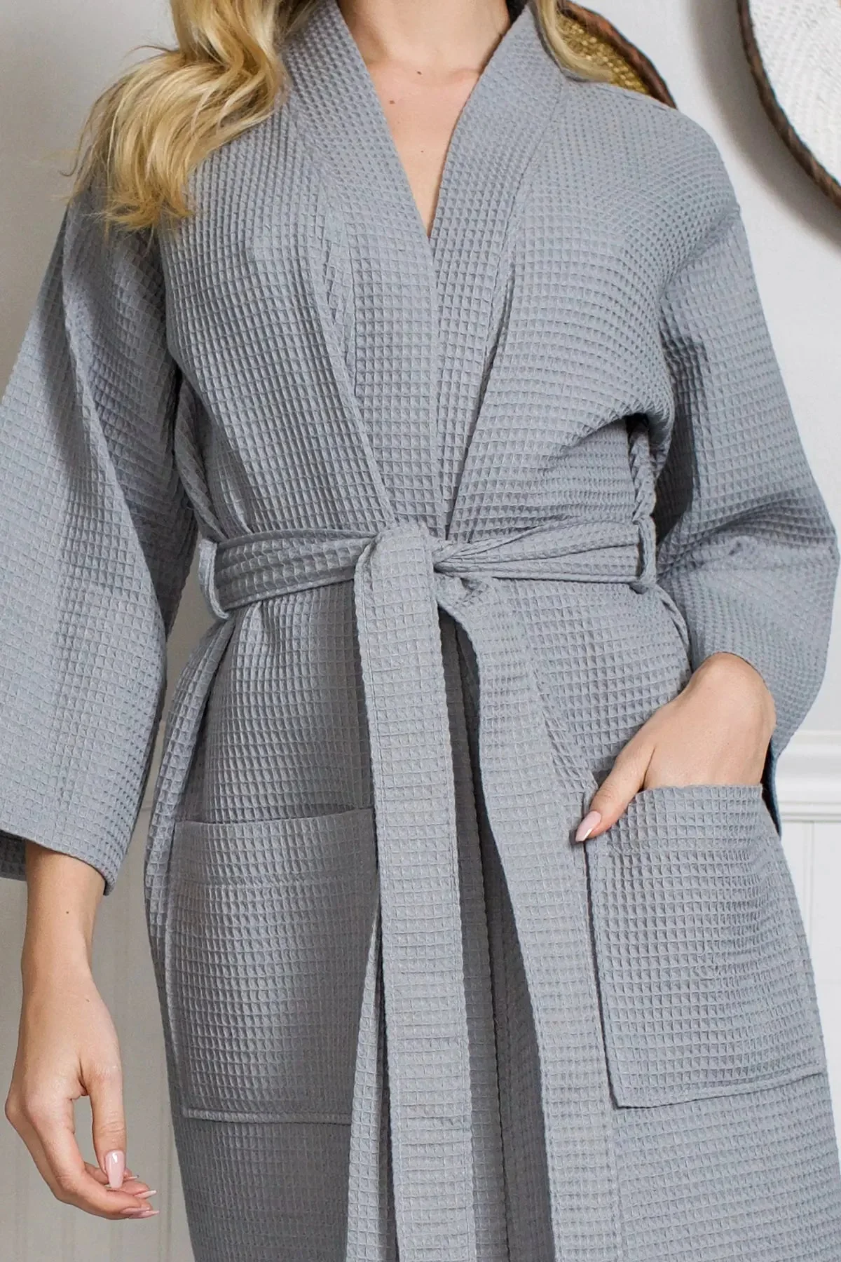 Knee-Length Waffle Robe for Women - Image 47