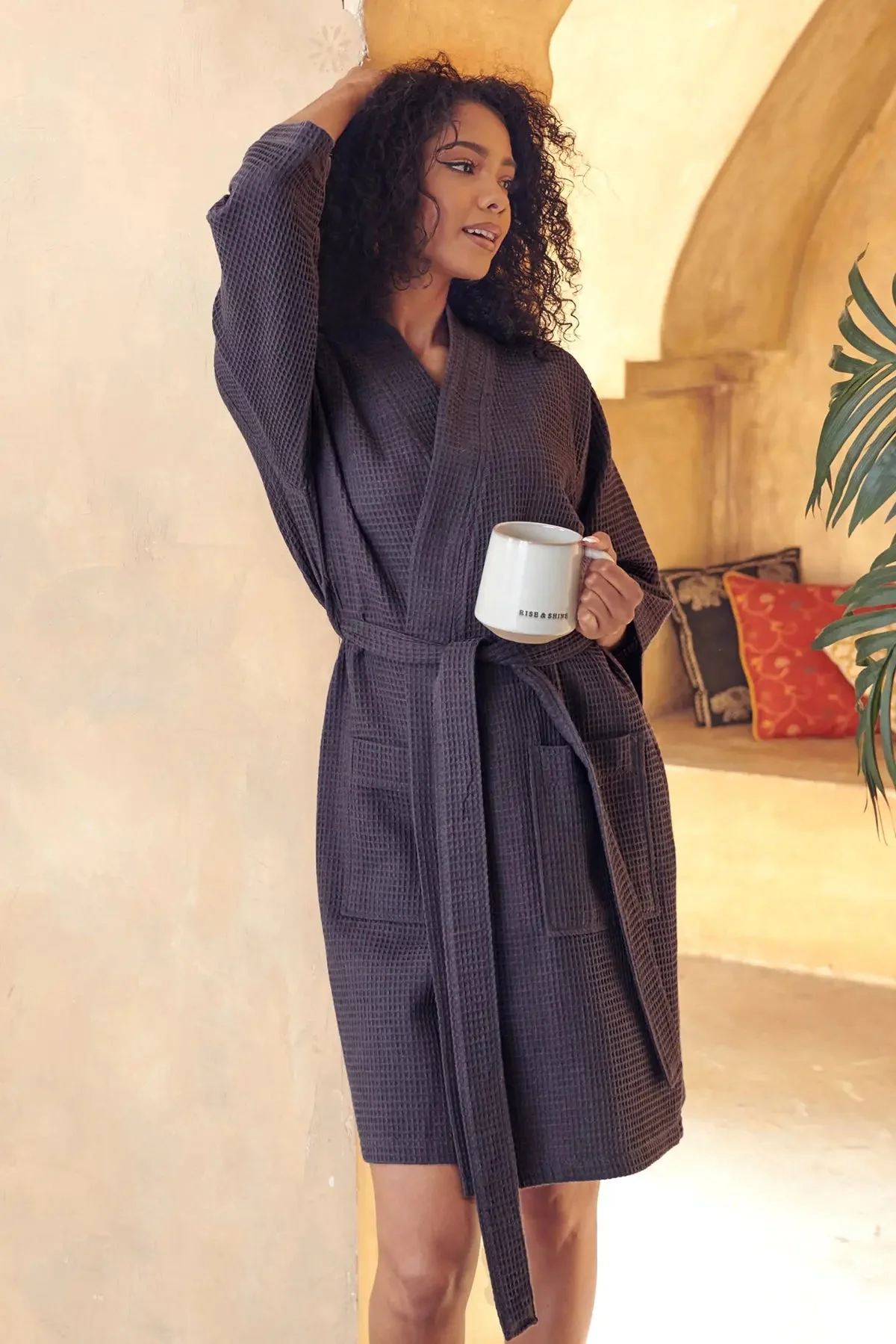 Knee-Length Waffle Robe for Women - Image 68
