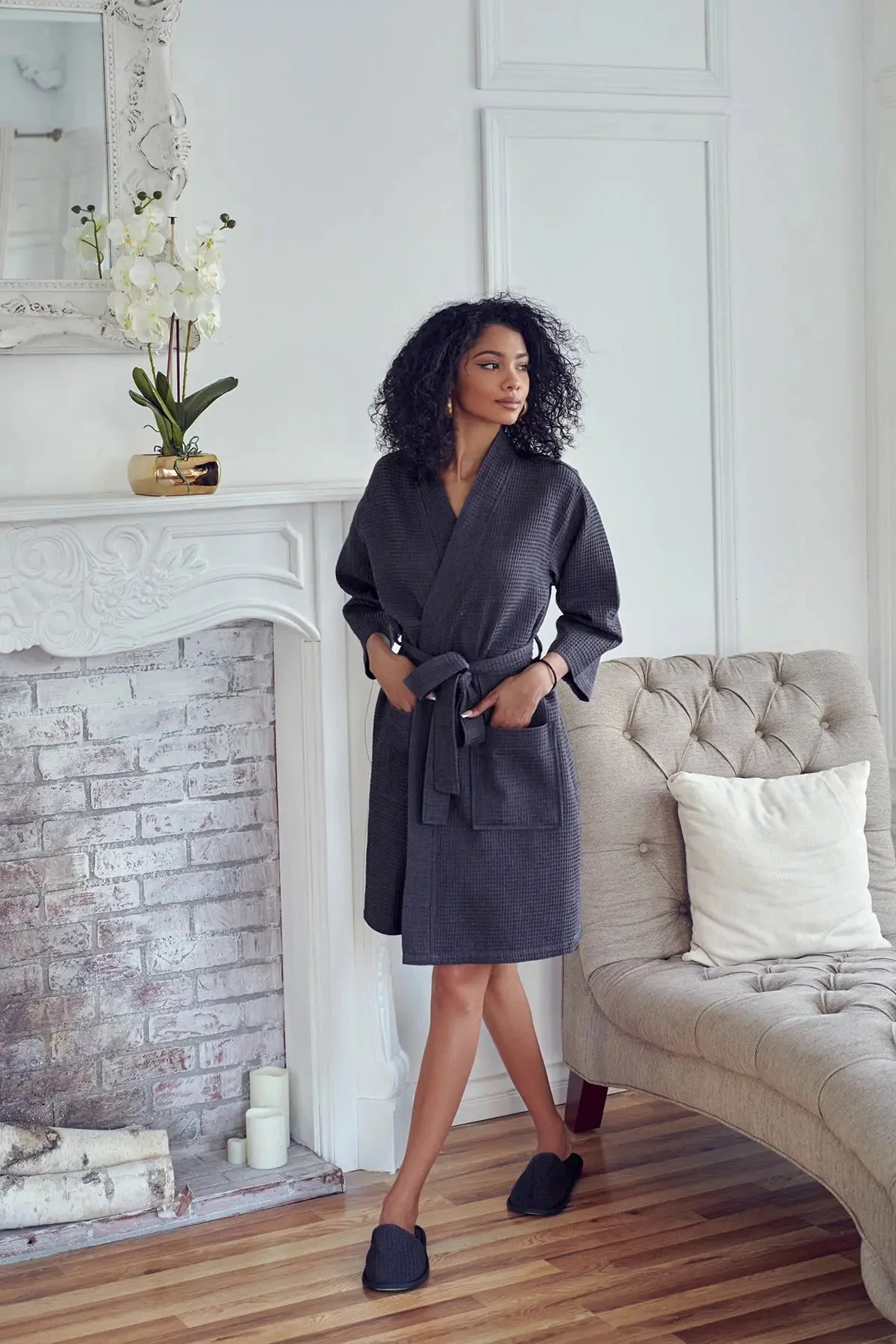 Knee-Length Waffle Robe for Women - Image 70