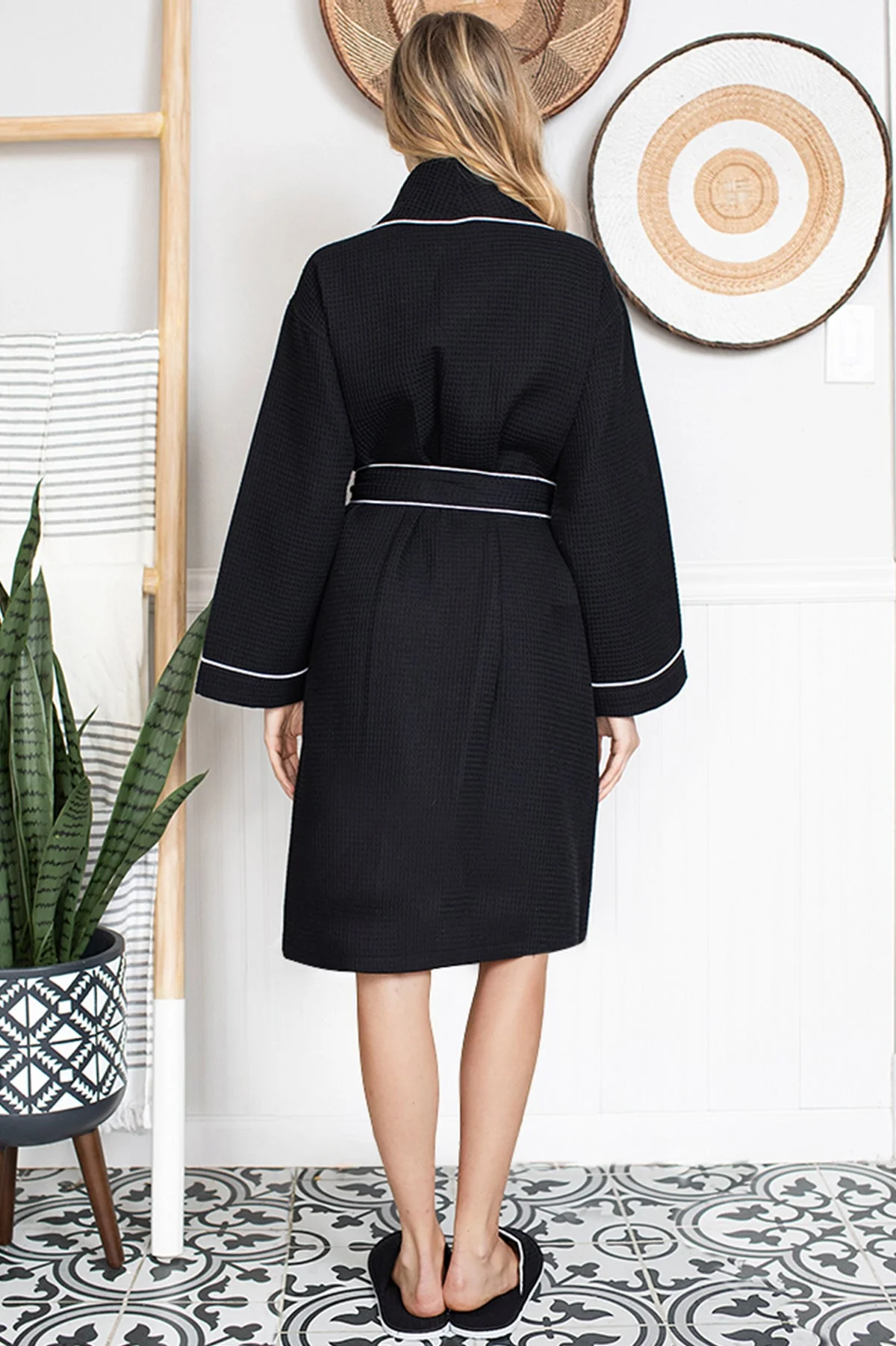 Knee-Length Waffle Robe for Women - Image 78