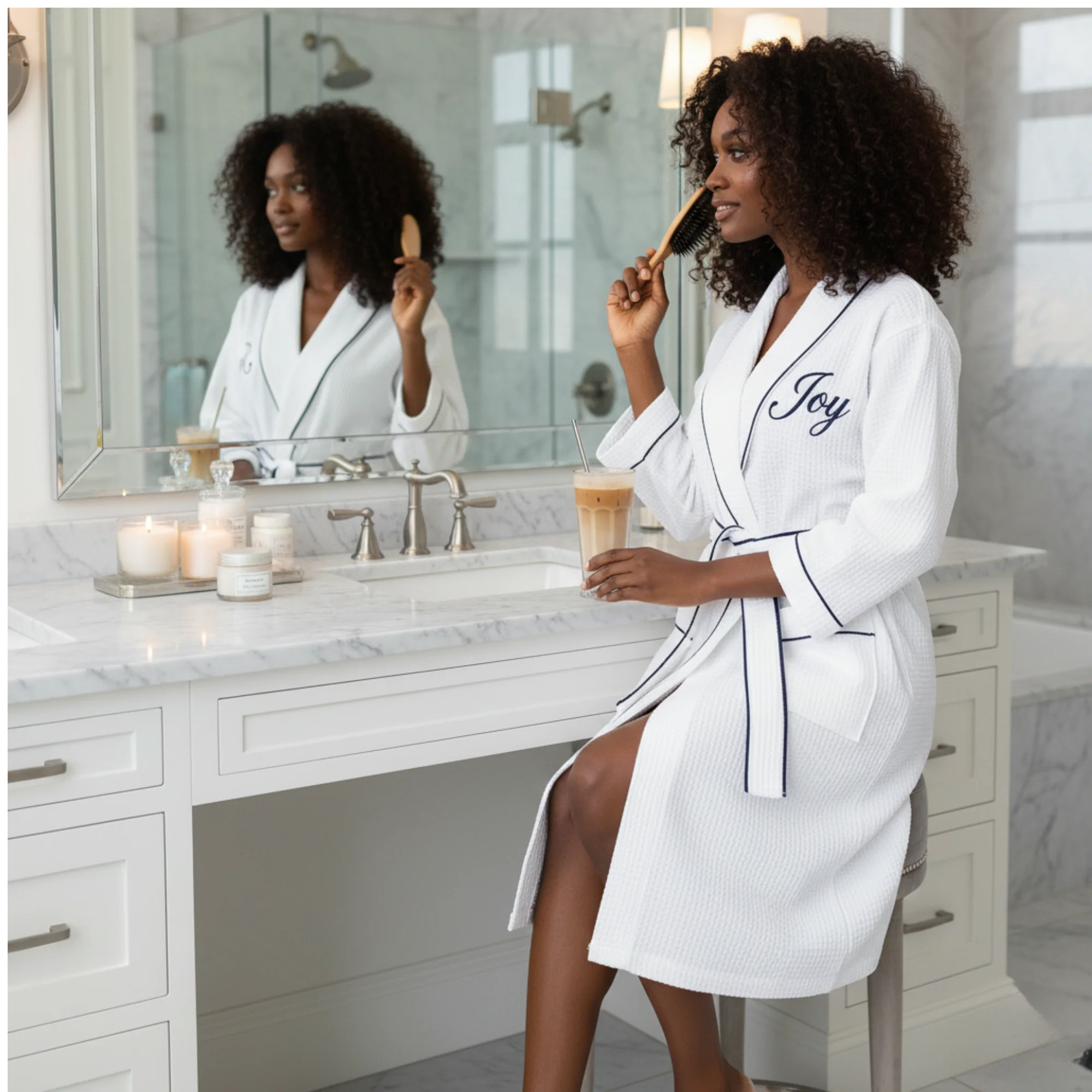 Knee-Length Waffle Robe for Women - Image 89