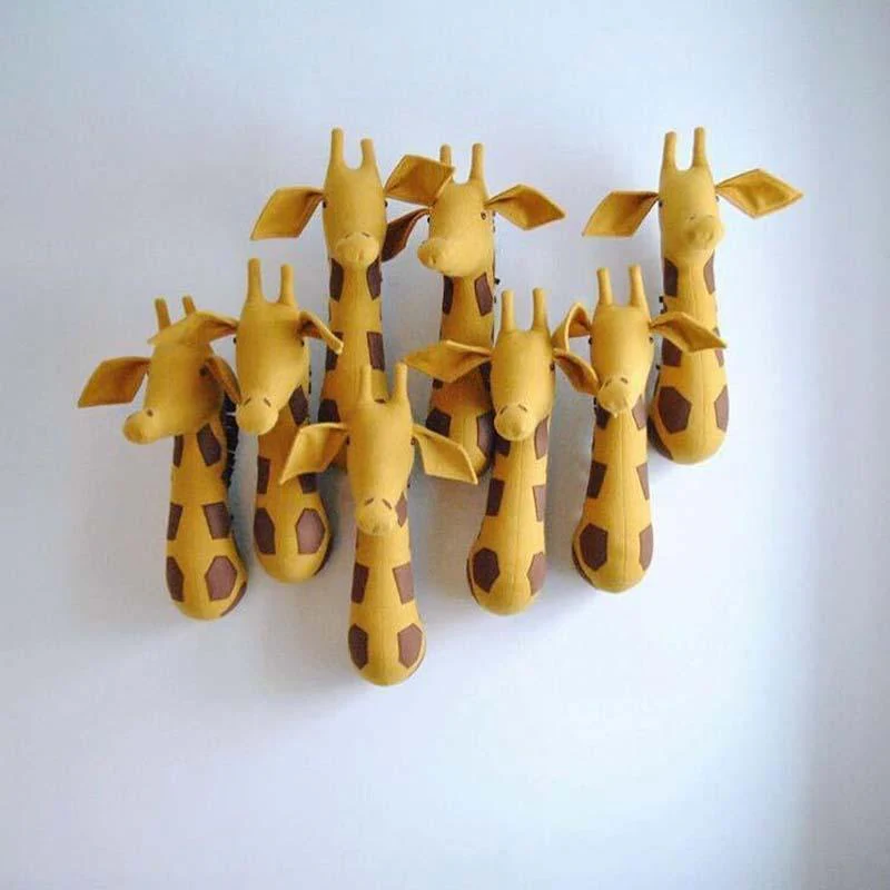 Zebra Giraffe Elephant Wall Mount Animals Head Stuffed Artwork - Image 2